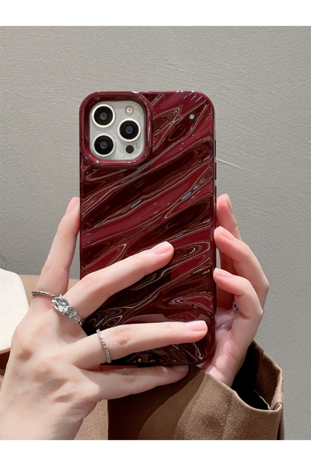 KVK PRİVACY Iphone 14 Pro Max Uyumlu Kılıf Lüks Parlak Elektroliz Darbelere Karşı Dayanıklı Yumuşak Kapak Bordo - Görsel 5