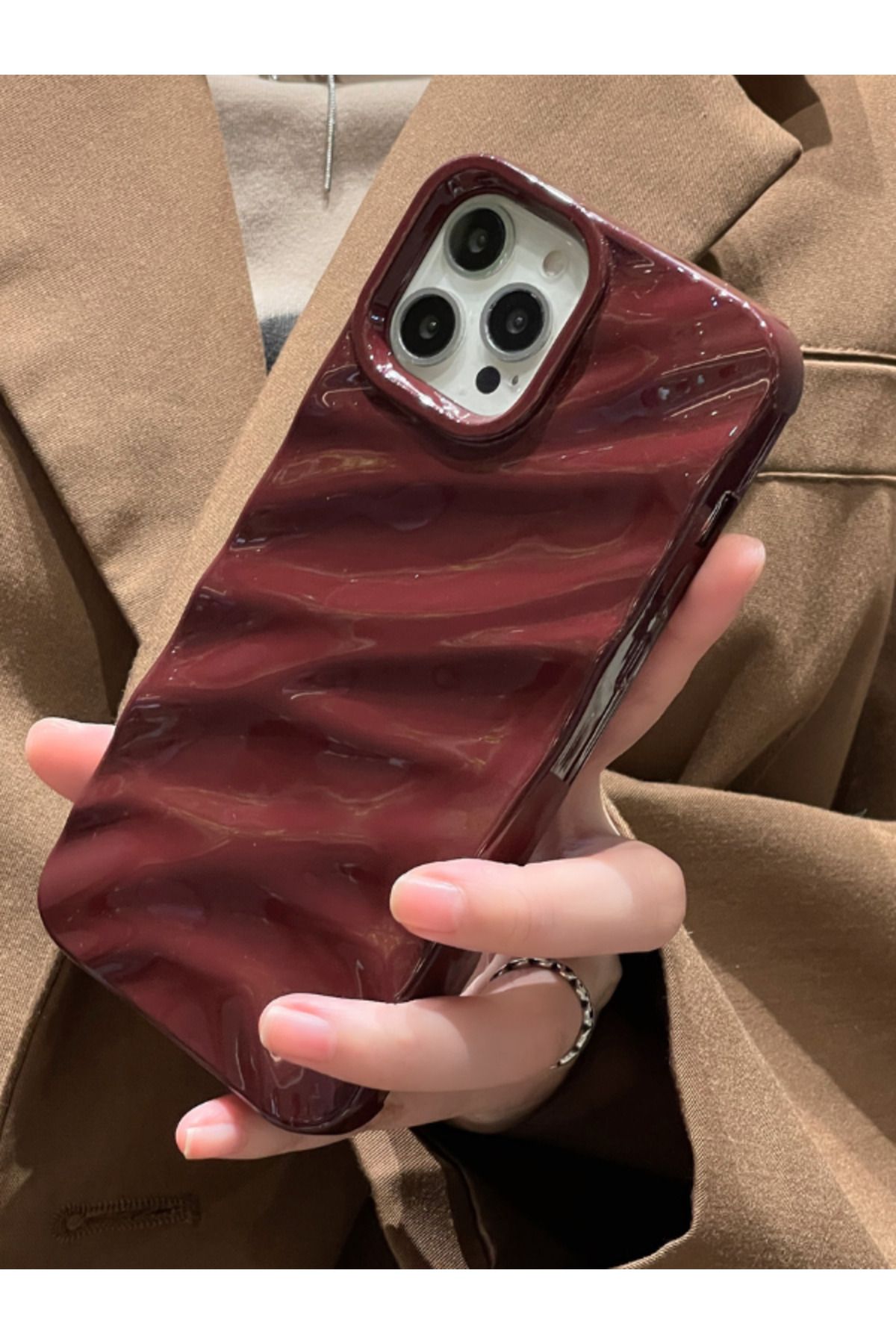 KVK PRİVACY Iphone 14 Pro Max Uyumlu Kılıf Lüks Parlak Elektroliz Darbelere Karşı Dayanıklı Yumuşak Kapak Bordo - Görsel 6