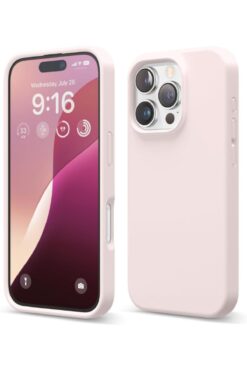 KVK PRİVACY Apple iPhone 16 Pro Kılıf Kadife Lansman Soft Yumuşak Liquid Silikon Kamera Korumalı Kapak Kum Pembe