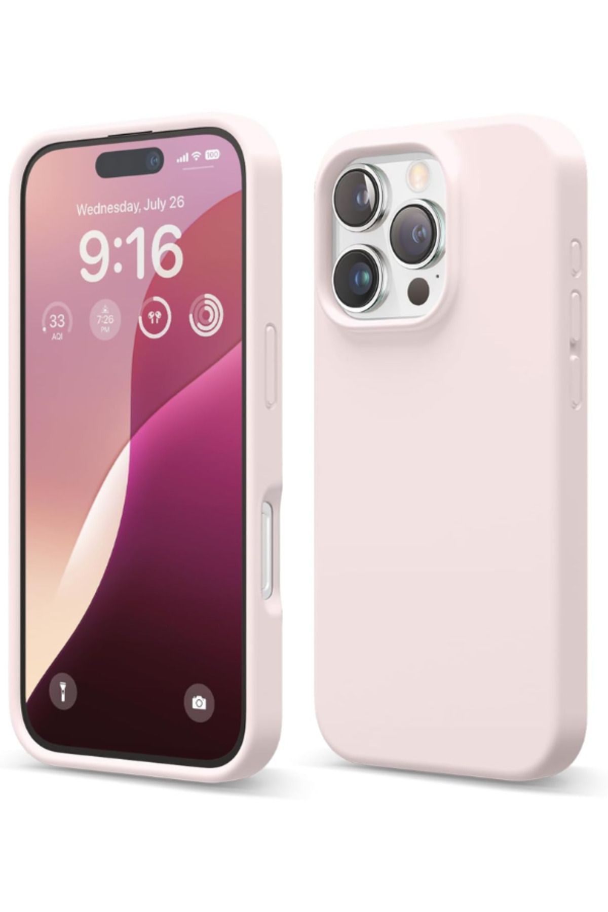 KVK PRİVACY Apple iPhone 16 Pro Kılıf Kadife Lansman Soft Yumuşak Liquid Silikon Kamera Korumalı Kapak Kum Pembe