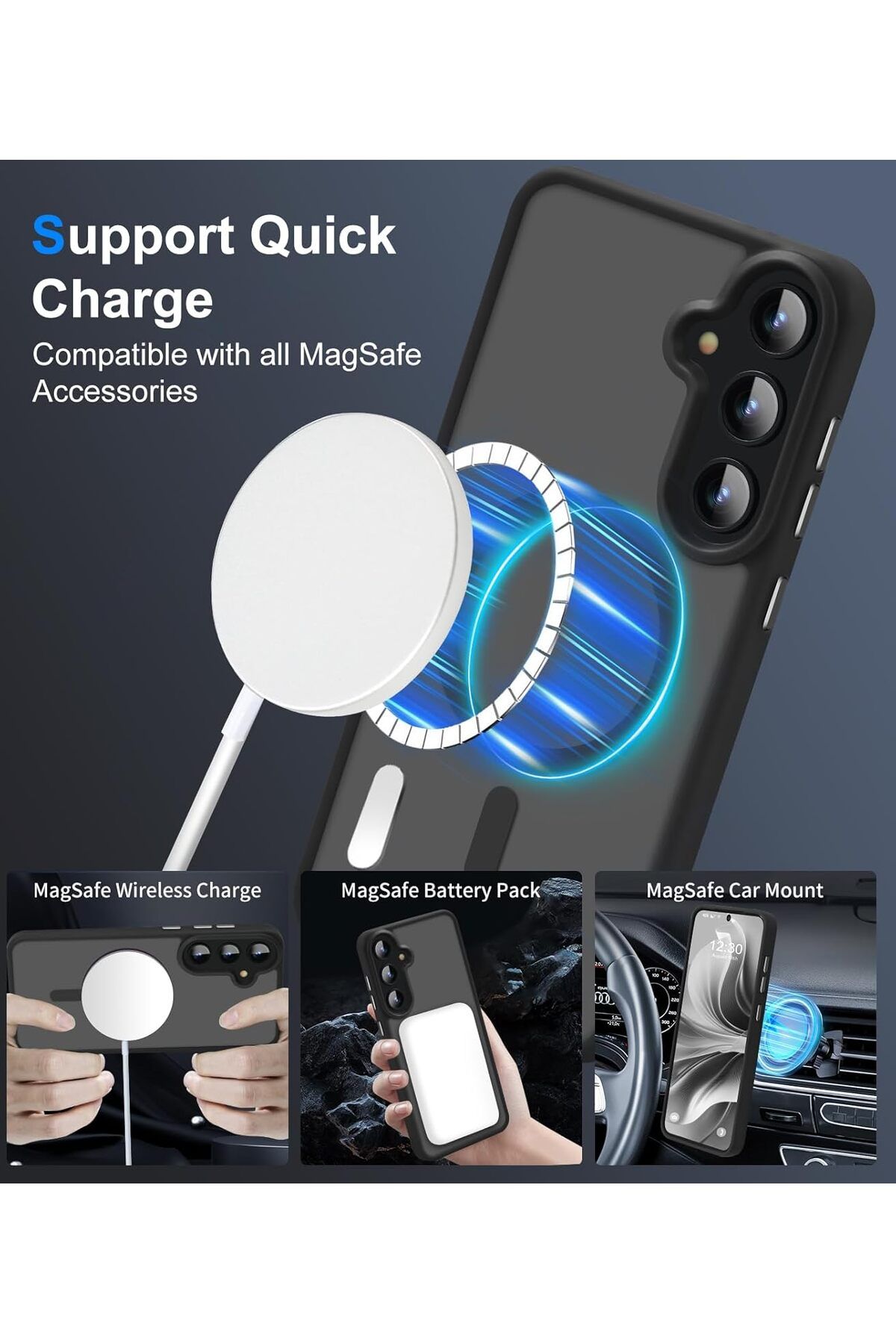 Fibaks Samsung Galaxy S24 FE Kılıf Kamera Çıkıntılı Magsafe Şarj Destekli Hassas Tuşlu Yumuşak Mat Kapak - Görsel 3