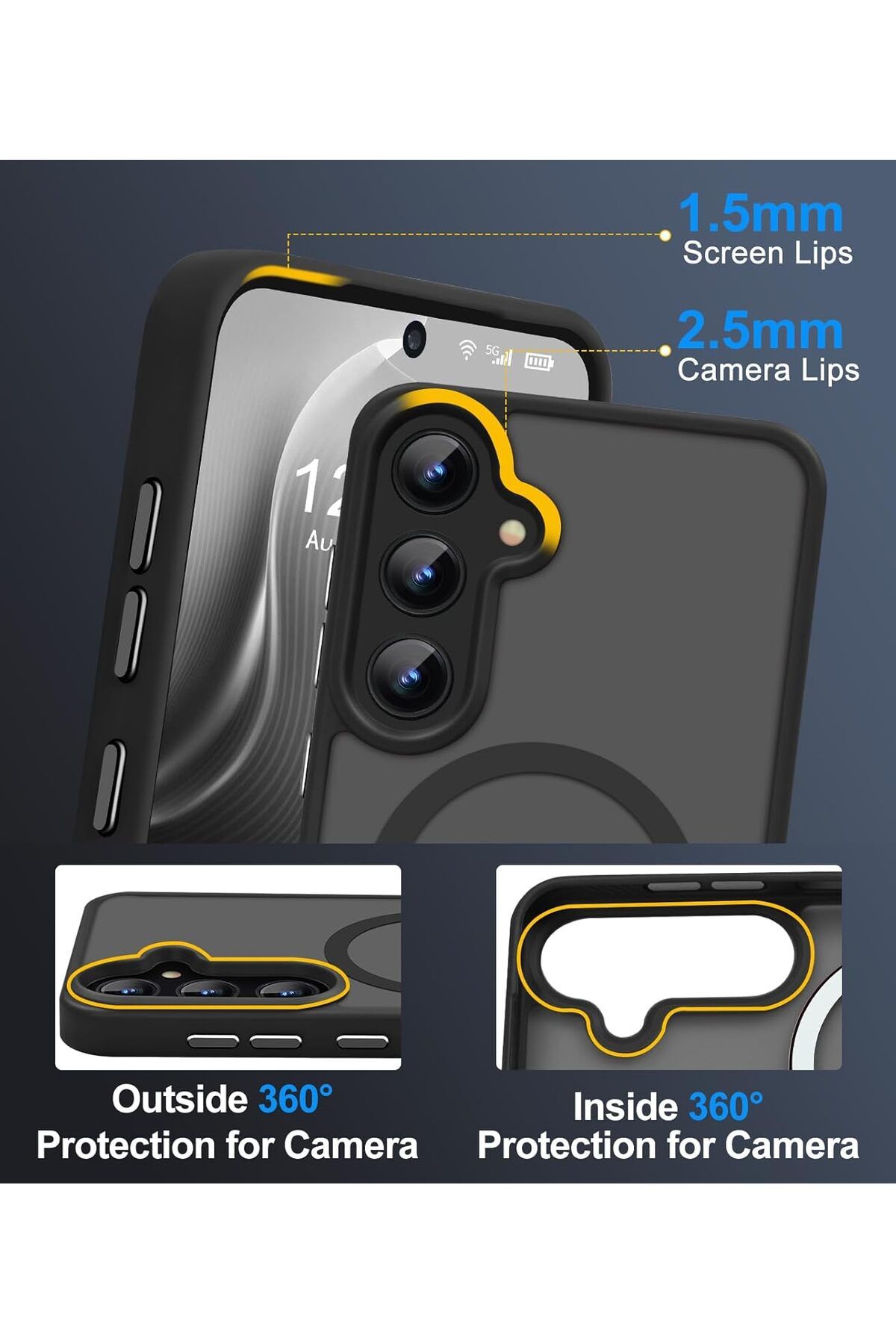 Fibaks Samsung Galaxy S24 FE Kılıf Kamera Çıkıntılı Magsafe Şarj Destekli Hassas Tuşlu Yumuşak Mat Kapak - Görsel 5