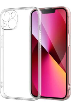 Fibaks Apple Iphone 13 Uyumlu Kılıf Kamera Korumalı Şeffaf Ultra Ince Esnek Renksiz Silikon Kapak