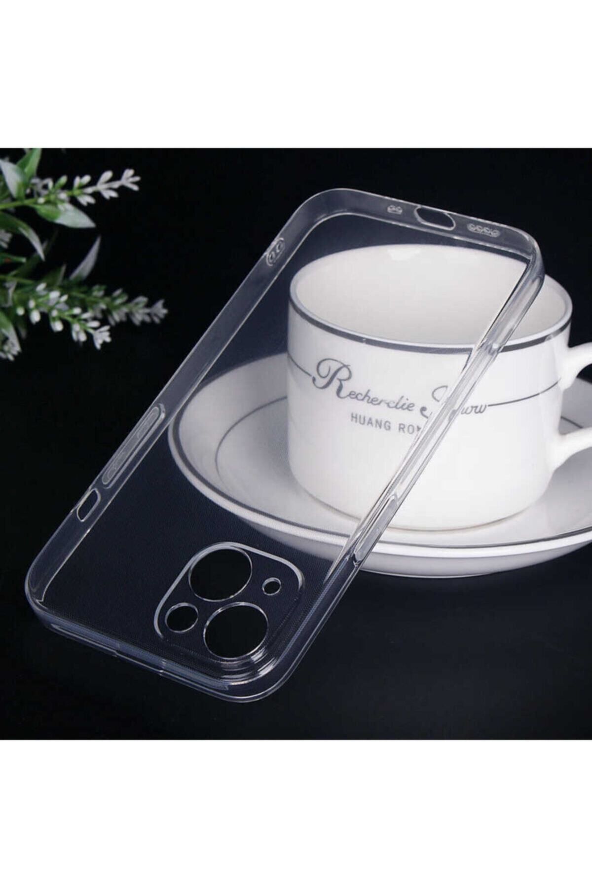 Fibaks Apple Iphone 13 Uyumlu Kılıf Kamera Korumalı Şeffaf Ultra Ince Esnek Renksiz Silikon Kapak - Görsel 4