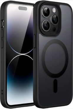 Fibaks İphone 14 Pro Uyumlu Kılıf Kamera Çıkıntılı Magsafe Şarj Destekli Yumuşak Kenarlı Mat Kapak