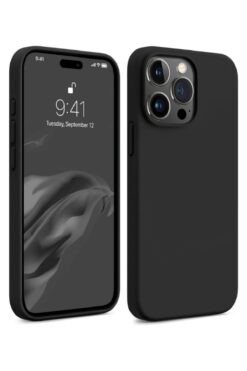 KVK PRİVACY Iphone 15 Pro Max Kılıf Kadife Lansman Soft Yumuşak Liquid Silikon Kamera Korumalı Kapak Siyah