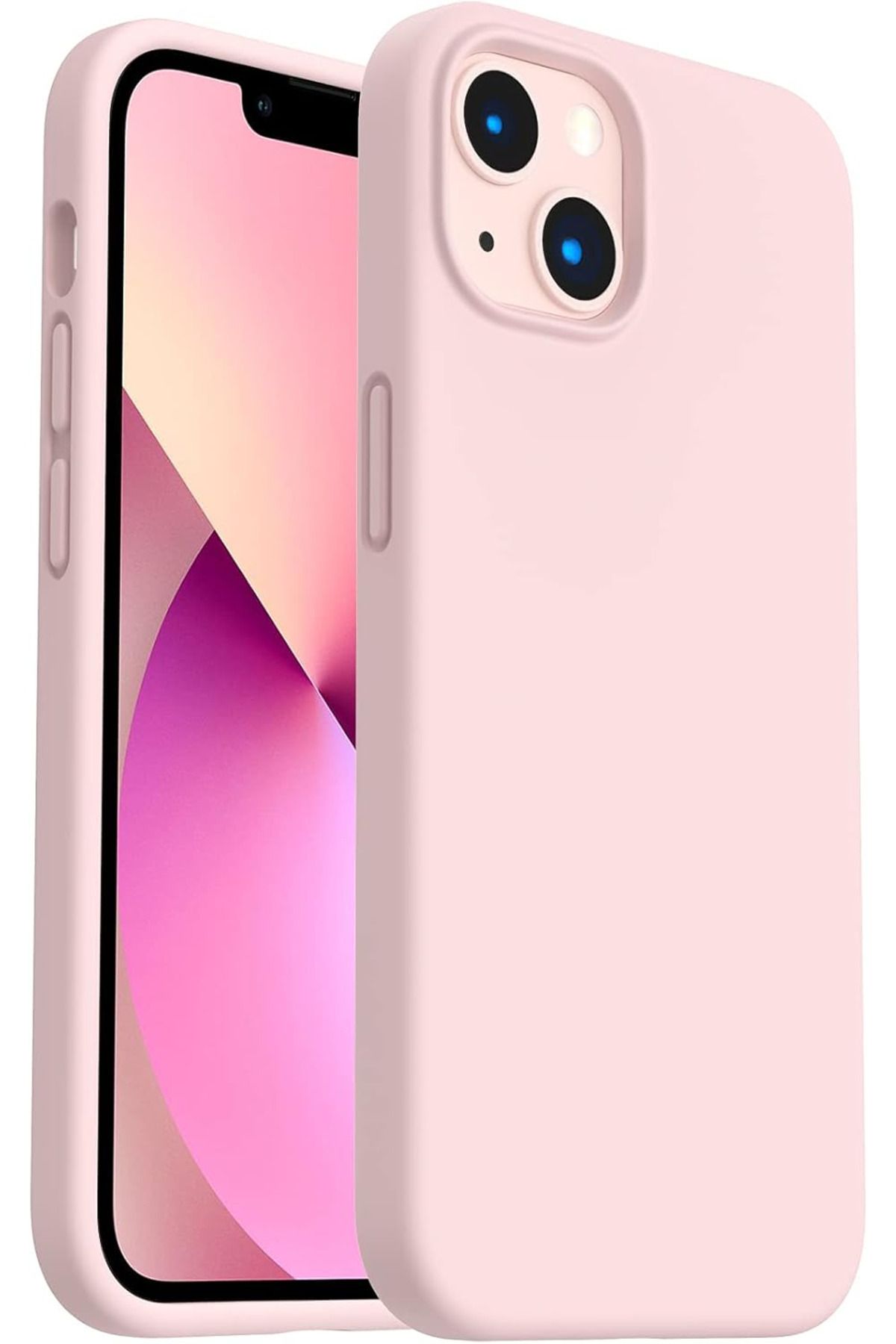 Fibaks Iphone 13 - 14 - 15 Uyumlu Kılıf Içi Kadife Lansman Silinebilir Renkli Yumuşak Silikon Pembe Kapak - Görsel 3