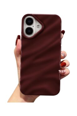 KVK PRİVACY Iphone 16 Uyumlu Kılıf Lüks Parlak Elektroliz Darbelere Karşı Dayanıklı Yumuşak Kapak Bordo