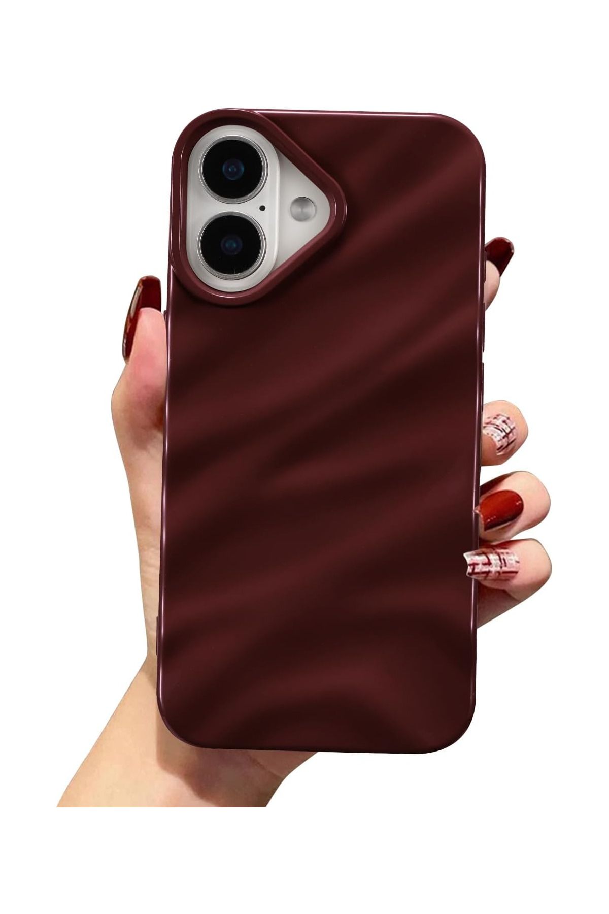 KVK PRİVACY Iphone 16 Uyumlu Kılıf Lüks Parlak Elektroliz Darbelere Karşı Dayanıklı Yumuşak Kapak Bordo