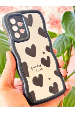 Fibaks Galaxy A23 Uyumlu Kılıf Aynalı Kalp Desenli Yumuşak Kenarlı Kamera Korumalı Silikon Kapak