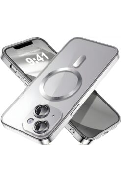 Fibaks Apple Iphone 13 - 14 Kılıf Kamera Lens Korumalı Magsafe Şarj Kilifi Şeffaf Renkli Yumuşak Kapak