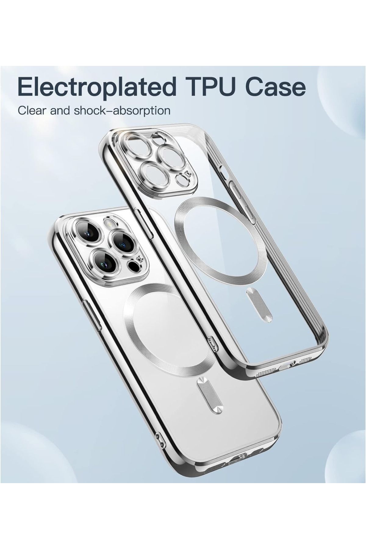 Fibaks Apple Iphone 13 - 14 Kılıf Kamera Lens Korumalı Magsafe Şarj Kilifi Şeffaf Renkli Yumuşak Kapak - Görsel 2