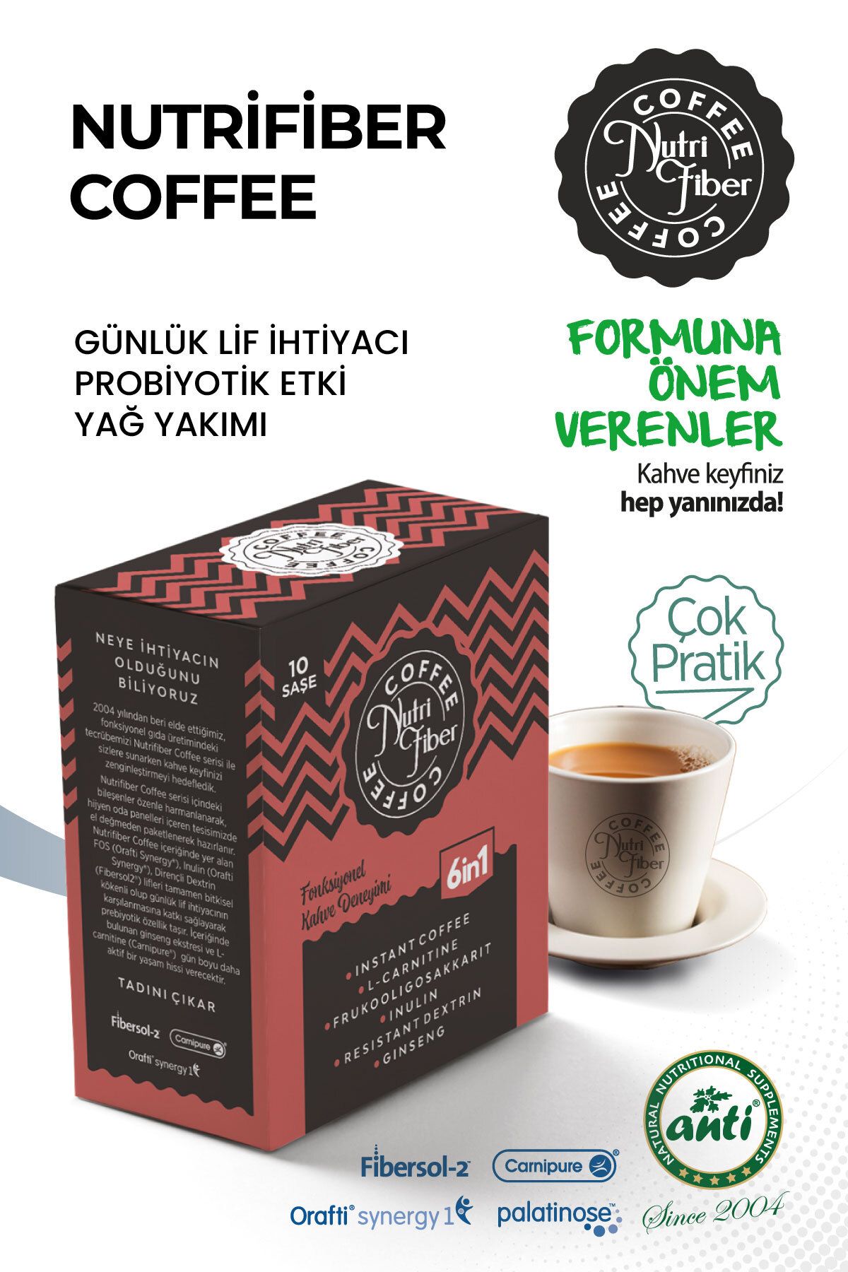 Nutrifiber Coffee Detox Kahvesi, Hindiba Kahvesi Inülin,l-karnitin, Prebiyotik
