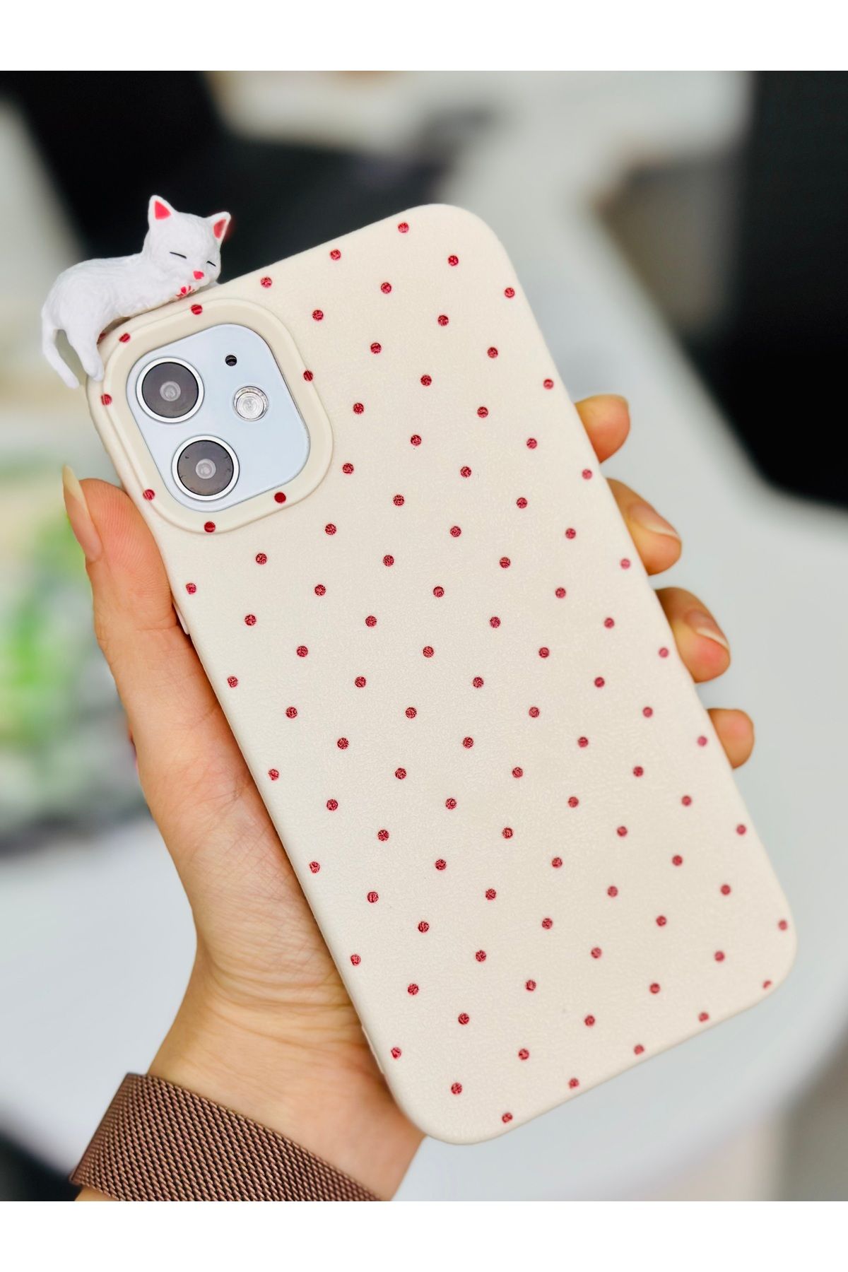 Go Aksesuar Iphone 11 Uyumlu 3d Oyuncaklı Puantiye Kedi Tasarımlı Yumuşak Silikon Kılıf - Görsel 3