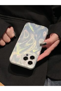 KVK PRİVACY iPhone 12 Pro Max Uyumlu Tüylü Hologramlı Kılıf Darbeye Karşı Dayanıklı Kapak