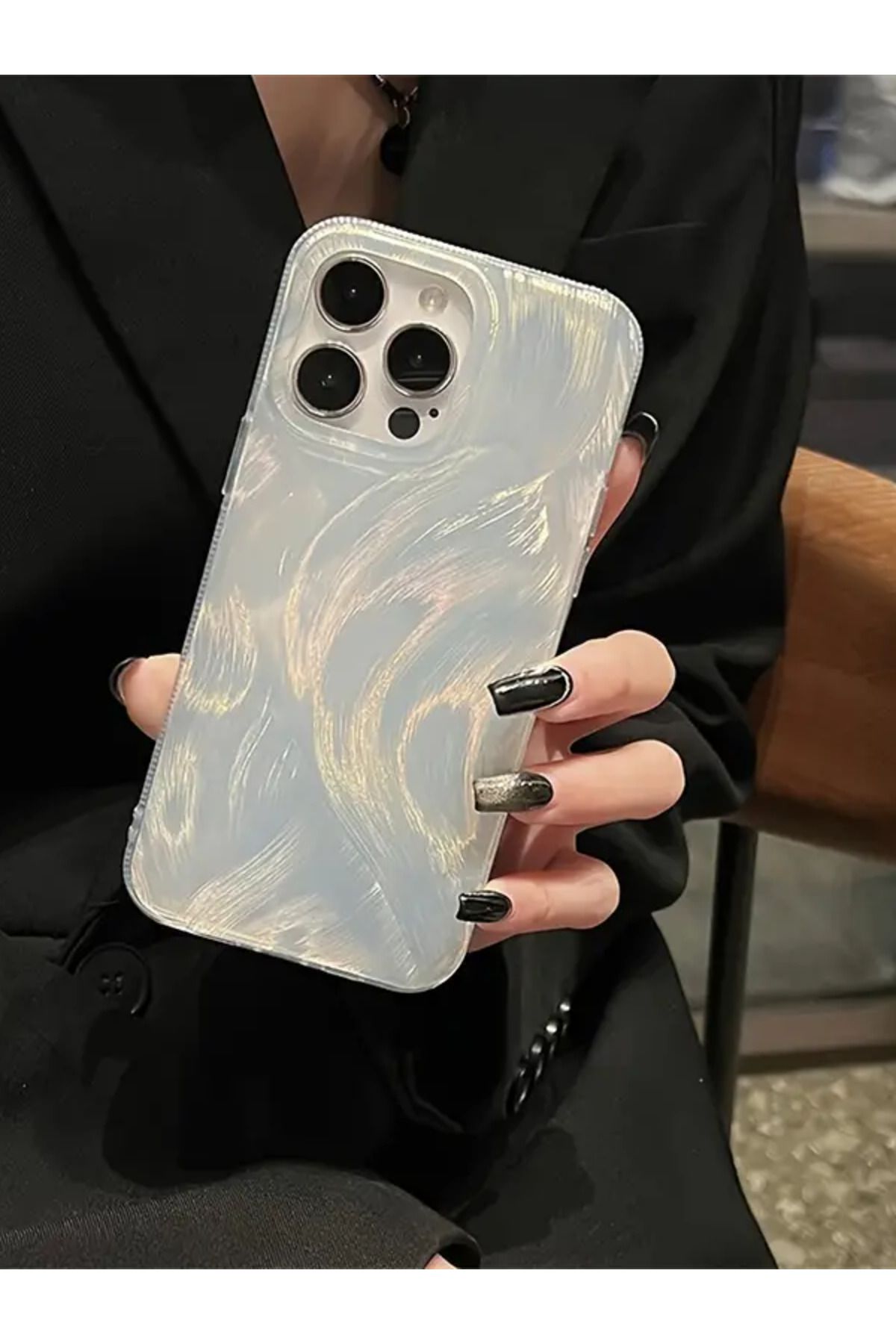 KVK PRİVACY iPhone 12 Pro Max Uyumlu Tüylü Hologramlı Kılıf Darbeye Karşı Dayanıklı Kapak - Görsel 2