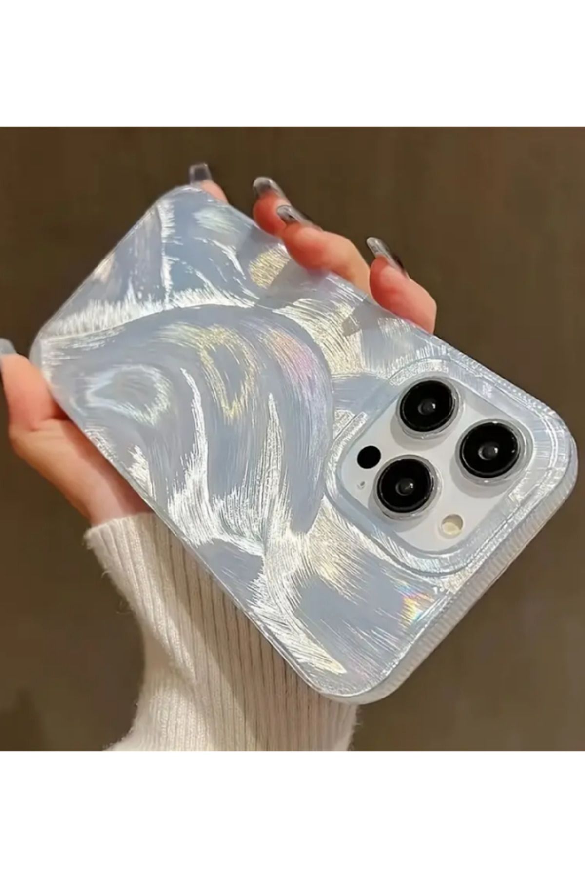 KVK PRİVACY iPhone 12 Pro Max Uyumlu Tüylü Hologramlı Kılıf Darbeye Karşı Dayanıklı Kapak - Görsel 5