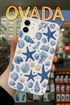 OVADA İPhone 11 Uyumlu Deniz Kabuğu Deniz Yıldızı Tasarımlı İçi Kadife Silikon Kılıf