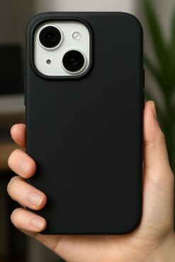 Fibaks Iphone 13 - 14 Uyumlu Kılıf Içi Kadife Lansman Silinebilir Renkli Yumuşak Silikon Siyah Kapak