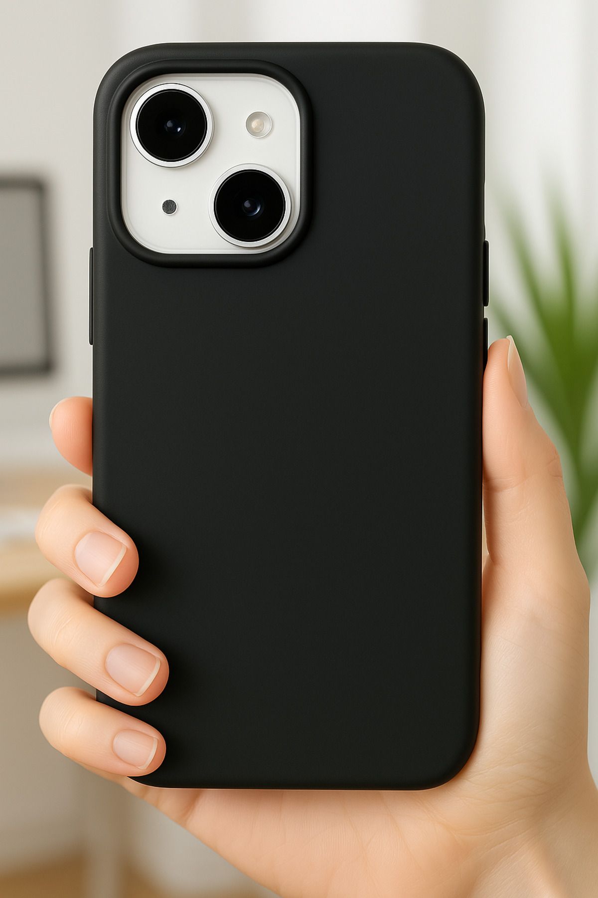 Fibaks Iphone 13 - 14 Uyumlu Kılıf Içi Kadife Lansman Silinebilir Renkli Yumuşak Silikon Siyah Kapak - Görsel 2