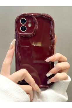 KVK PRİVACY İphone 11 Uyumlu Kılıf Dalgalı Kenarlı Şık Darbelere Karşı Dayanıklı Yumuşak Silikon Kapak Bordo