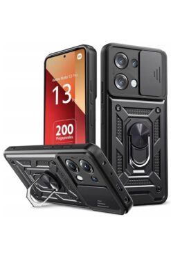 Fibaks Redmi Note 13 Pro 4g | Kılıf Kamera Korumalı Sürgülü Yüzüklü Armor Tank Kapak