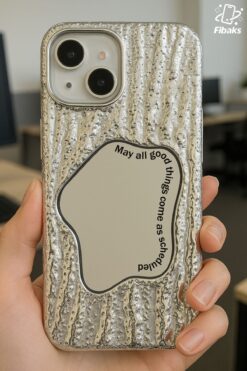 Fibaks İphone 13/14 Uyumlu Kılıf Aynalı Dalga Tasarımlı Desenli Darbe Emici Kamera Korumalı Silikon Kapak