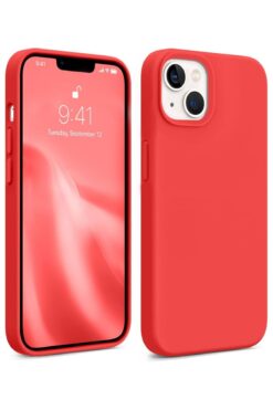 KVK PRİVACY Apple Iphone 13-14 Lansman Kılıf Içi Kadifeli Kamera Yükseltili Silikon Kapak Kırmızı