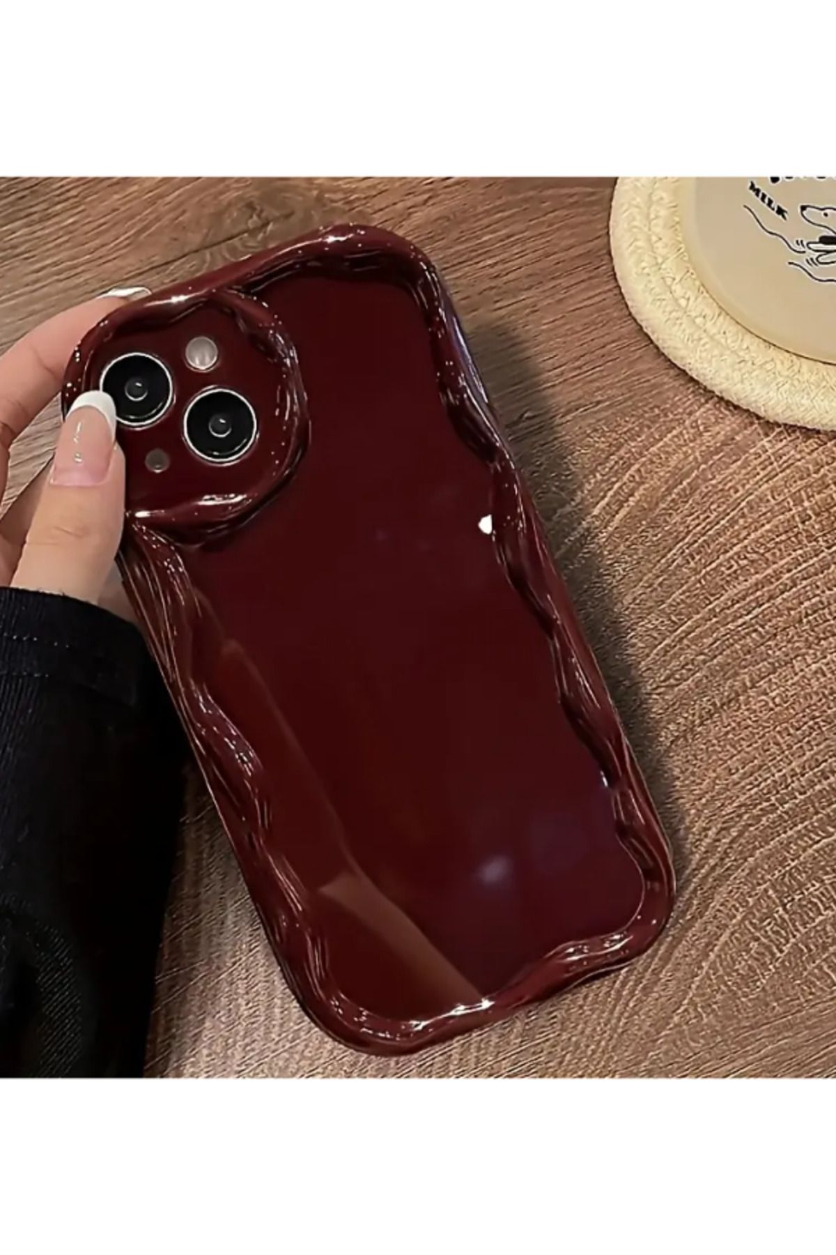 KVK PRİVACY İphone 15 Plus / 14 Plus Uyumlu Kılıf Dalgalı Darbelere Karşı Dayanıklı Yumuşak Silikon Kapak Bordo - Görsel 3