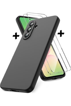 m.tk moveteck Samsung Galaxy A26 Kılıf Kamera Korumalı Yumuşak Renkli Mat Silikon + 9H Ekran Koruyucu Cam 2in1 Set