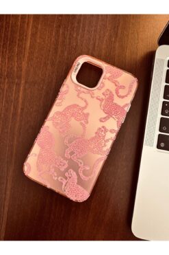 Mobildizayn iPhone 11 Uyumlu Pembe Leopar Desenli Parlak Telefon Kılıfı