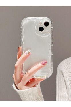 MustCase Iphone 14 Plus-15 Plus Uyumlu Kılıf Dalga Kenarlı Darbeye Karşı Korumalı Yumuşak Slikon Şeffaf Kılıf