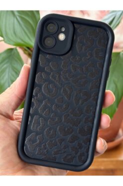 Fibaks Apple iPhone 11 Kılıf Yumuşak Siyah Leopar Desenli Yumuşak Kamera Korumalı Silikon Kapak