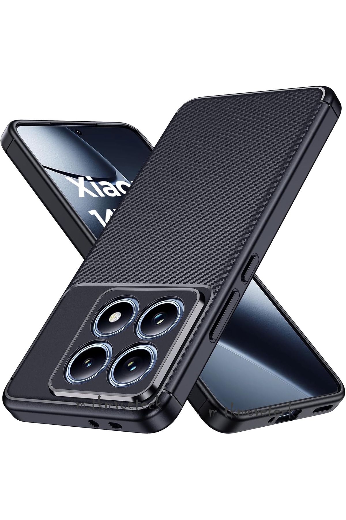 m.tk moveteck Xiaomi Mi 14T Pro Kılıf Kamera Korumalı Karbon Desenli Uzun Ömürlü Renk Atmaz Koruyucu Silikon Kapak