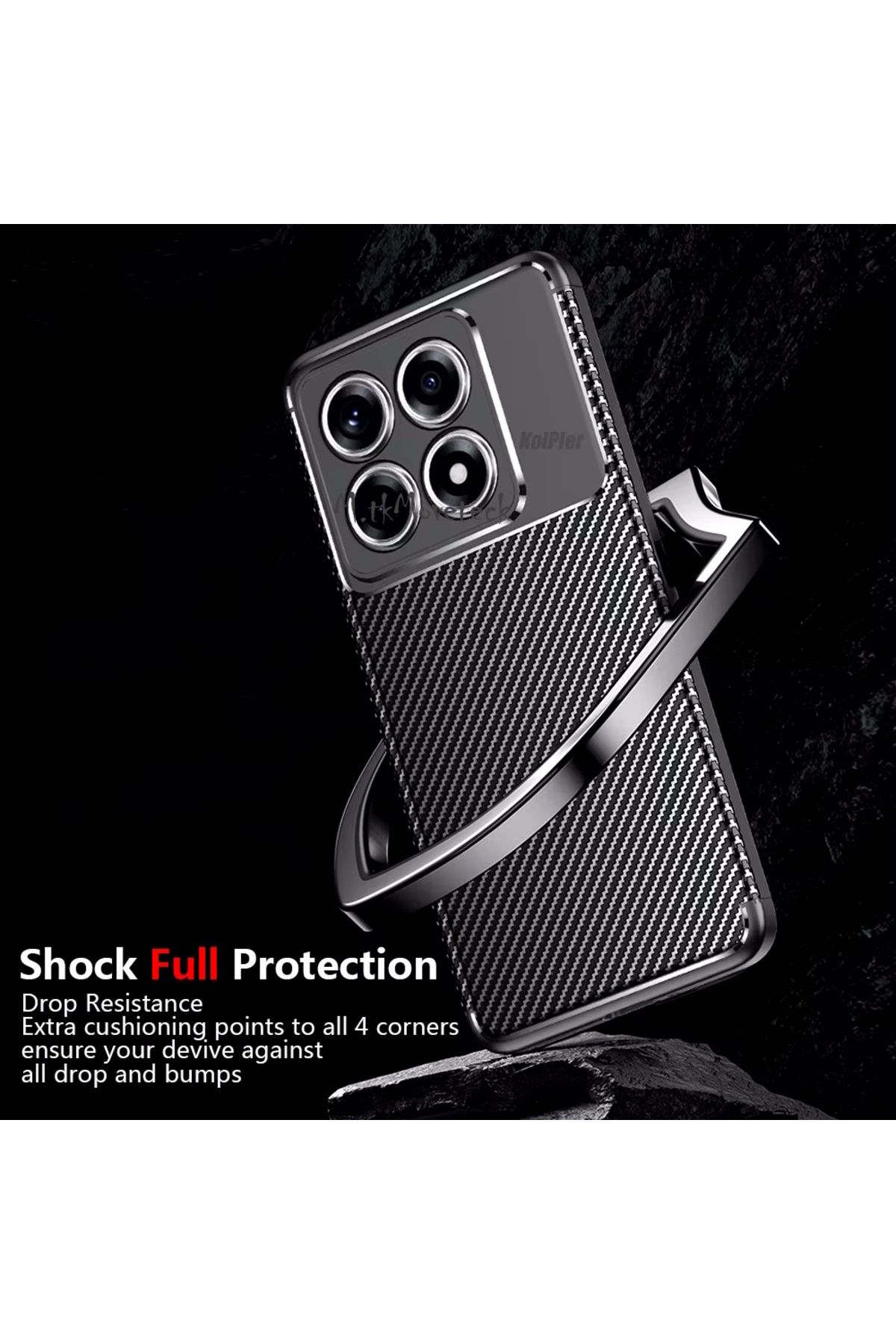 m.tk moveteck Xiaomi Mi 14T Pro Kılıf Kamera Korumalı Karbon Desenli Uzun Ömürlü Renk Atmaz Koruyucu Silikon Kapak - Görsel 2