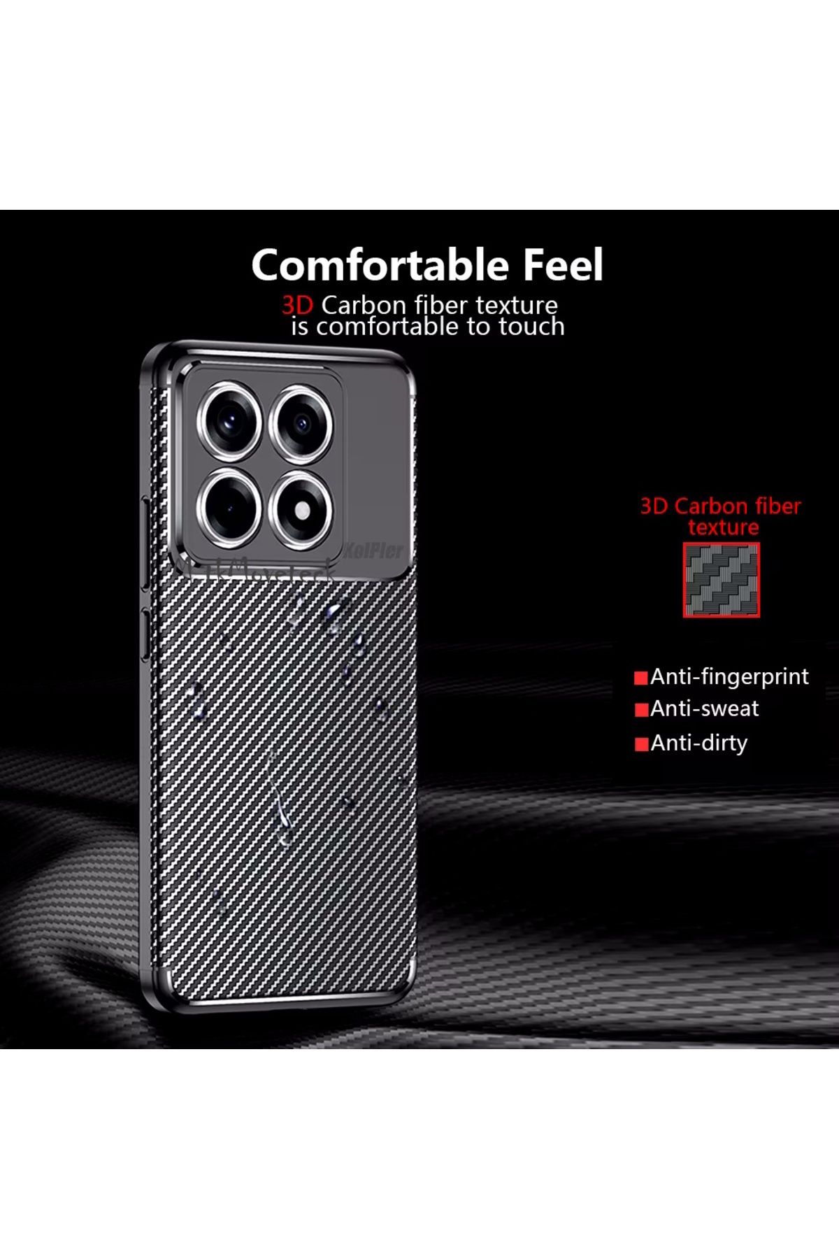m.tk moveteck Xiaomi Mi 14T Pro Kılıf Kamera Korumalı Karbon Desenli Uzun Ömürlü Renk Atmaz Koruyucu Silikon Kapak - Görsel 6