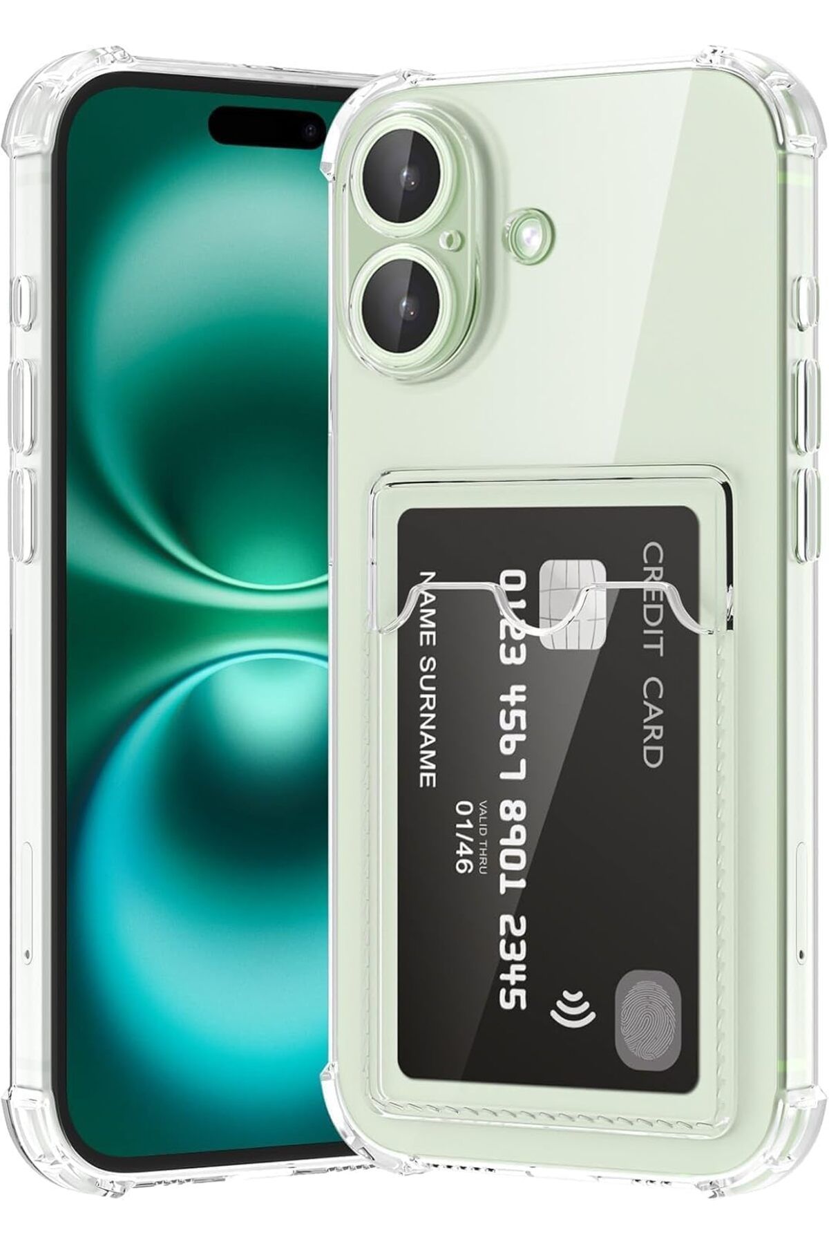 Fibaks Apple iPhone 16 Kılıf Kamera Koruma ve Köşe Korumalı Kartlıklı Cüzdanlı Darbe Emici Kapak