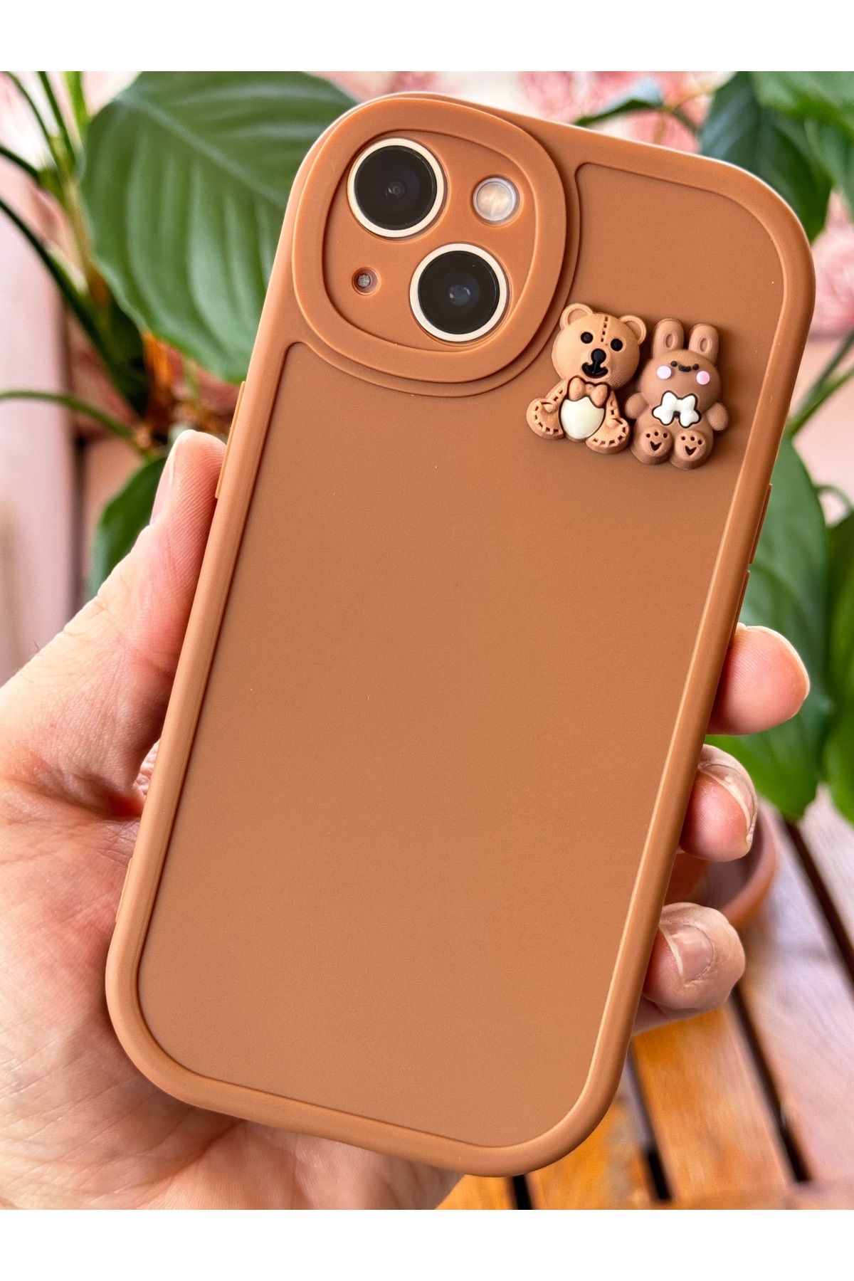 Fibaks İphone 13/14 Uyumlu Kılıf Tasarımlı Desenli Kamera Korumalı Ayıcık Ve Tavşan Yumuşak Silikon Kapak - Görsel 3