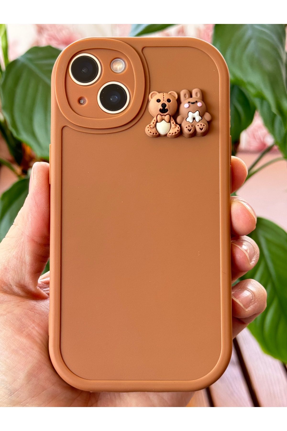 Fibaks İphone 13/14 Uyumlu Kılıf Tasarımlı Desenli Kamera Korumalı Ayıcık Ve Tavşan Yumuşak Silikon Kapak - Görsel 4