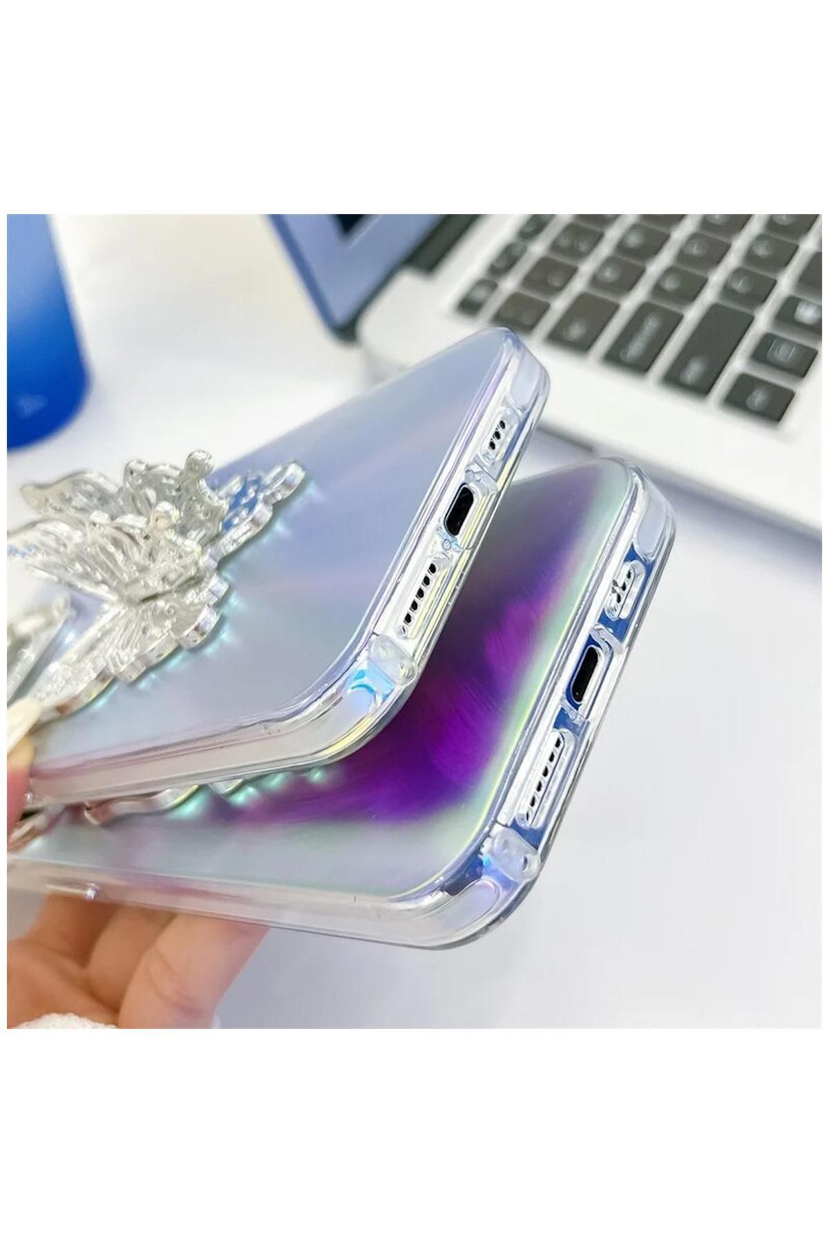 Pro Aksesuar Xiaomi Redmi Note 14 Pro 5g Uyumlu Kılıf Stand Özellikli Kelebekli Silikon Kılıf Desen 2 - Görsel 2