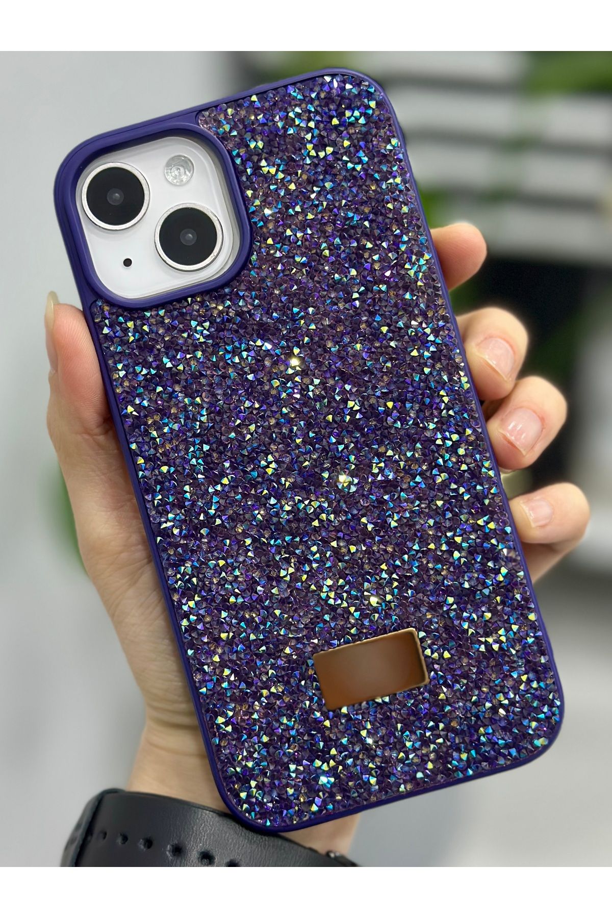 Go Aksesuar Iphone 13 - 14 ve 15 Uyumlu ELMASTasarımlı Taşlı Işıltılı Parlak Pırlanta Silikon Kılıf - Görsel 2