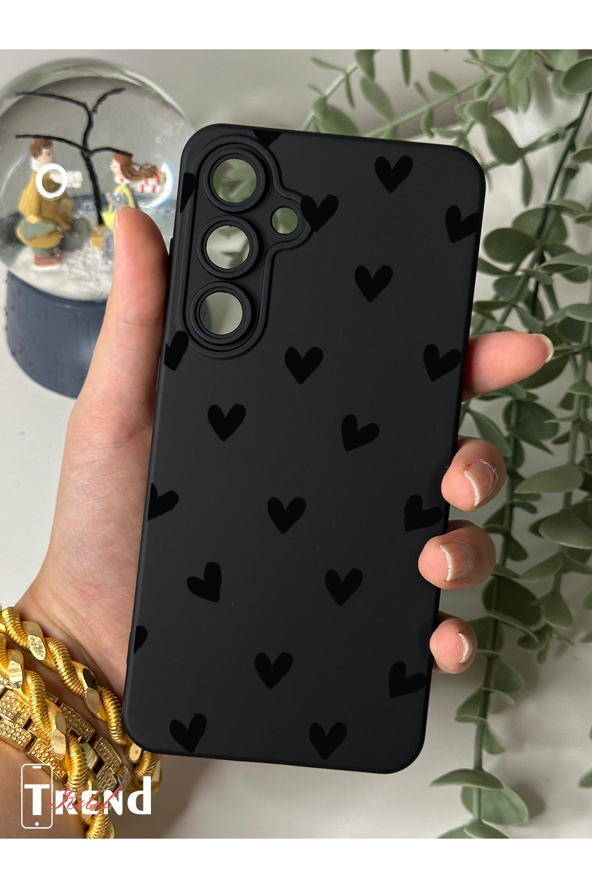 Çitlembik Case Samsung A35 / A55 Uyumlu Kalp Desen Tasarımlı Yüksek Kalite Lansman Içi Kadife Kılıf