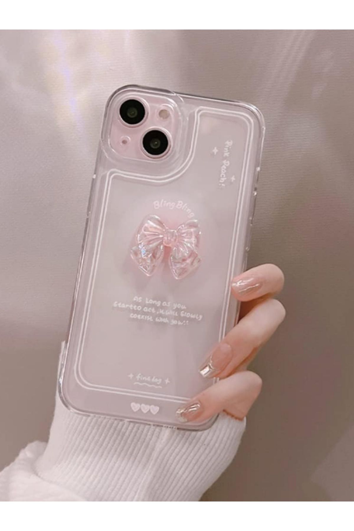 KVK PRİVACY Apple Iphone 15 Plus /14 Plus Uyumlu Kılıf '3 Boyutlu Kurdele' Kamera Korumalı Yumuşak Kapak Şeffaf - Görsel 3