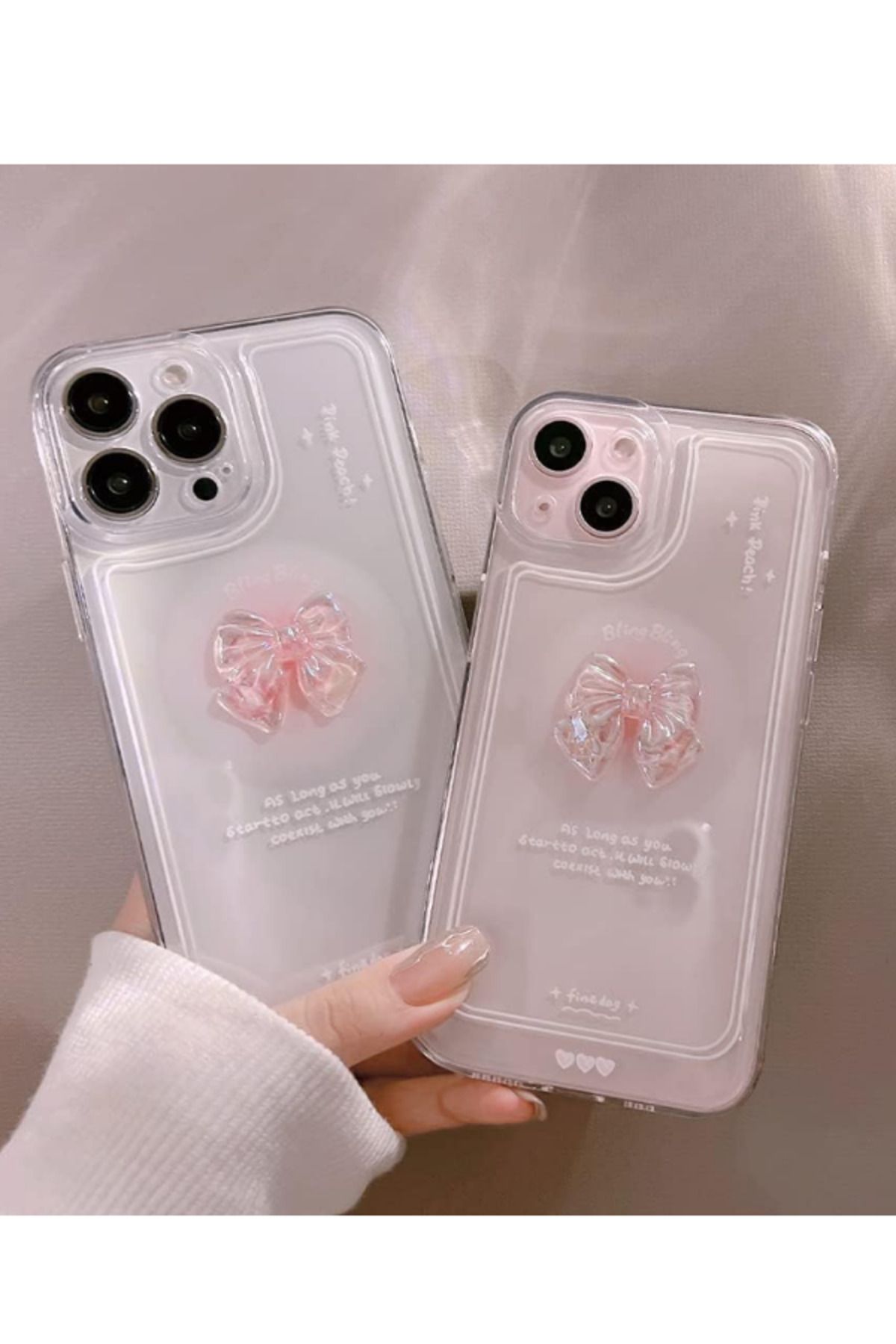 KVK PRİVACY Apple Iphone 15 Plus /14 Plus Uyumlu Kılıf '3 Boyutlu Kurdele' Kamera Korumalı Yumuşak Kapak Şeffaf - Görsel 4