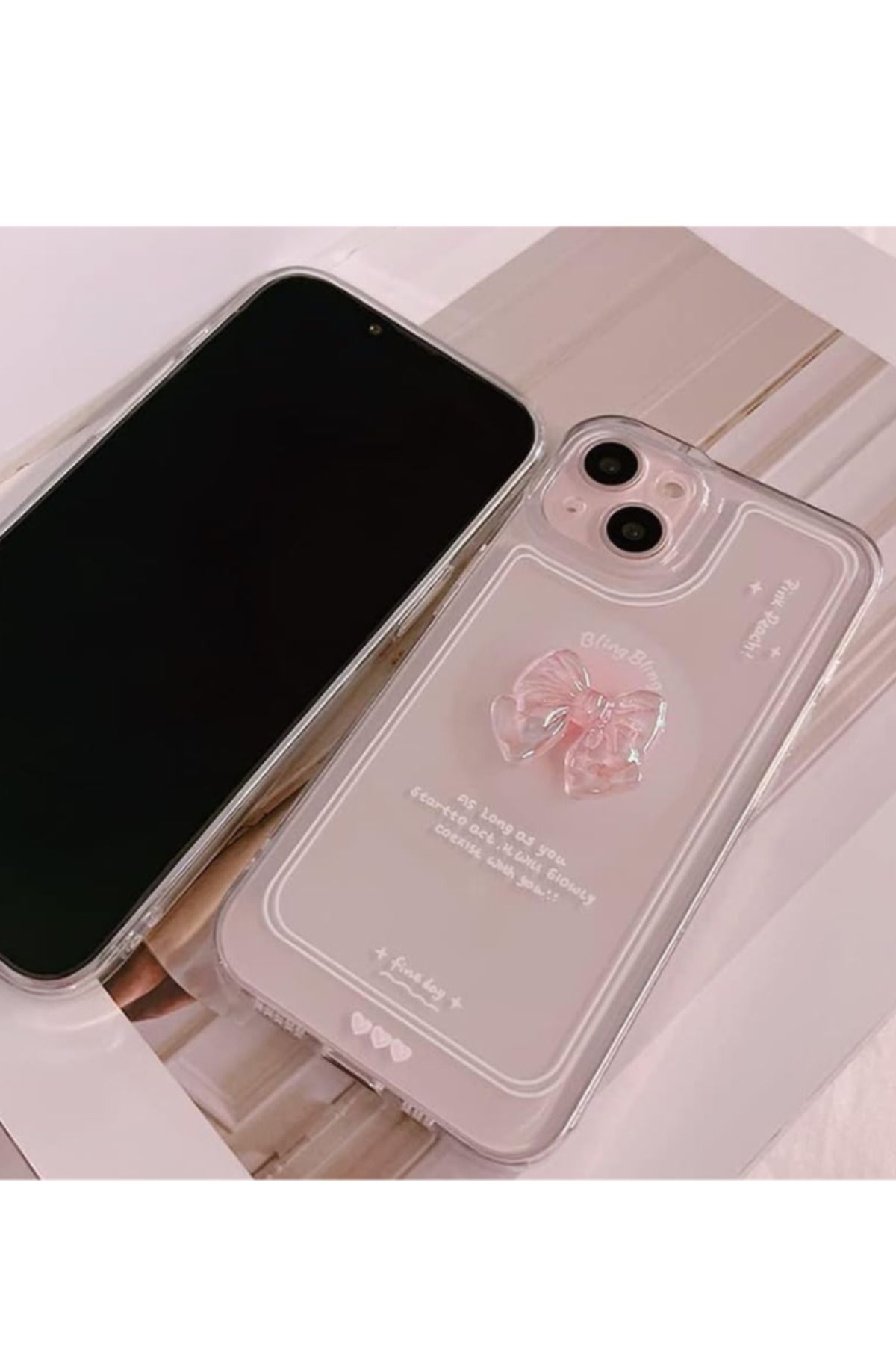 KVK PRİVACY Apple Iphone 15 Plus /14 Plus Uyumlu Kılıf '3 Boyutlu Kurdele' Kamera Korumalı Yumuşak Kapak Şeffaf - Görsel 6