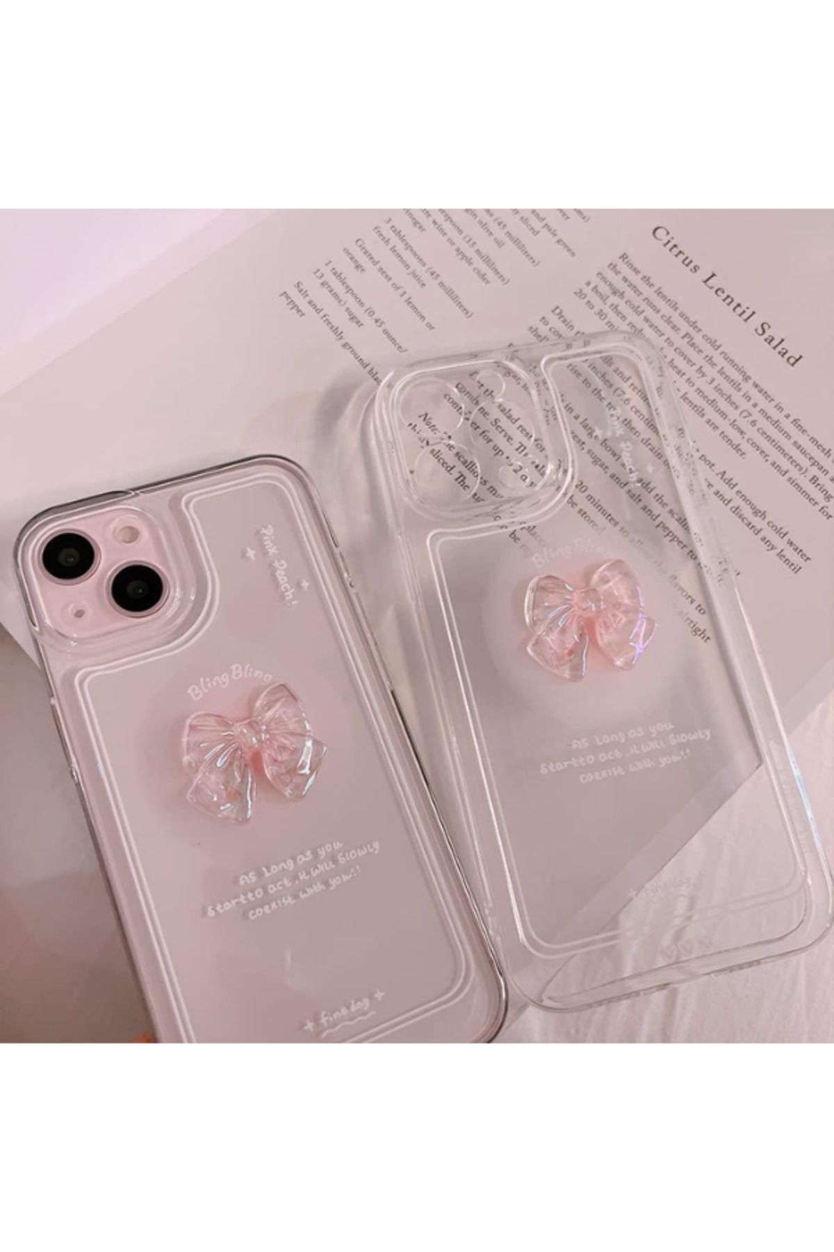 KVK PRİVACY Apple Iphone 15 Plus /14 Plus Uyumlu Kılıf '3 Boyutlu Kurdele' Kamera Korumalı Yumuşak Kapak Şeffaf - Görsel 7