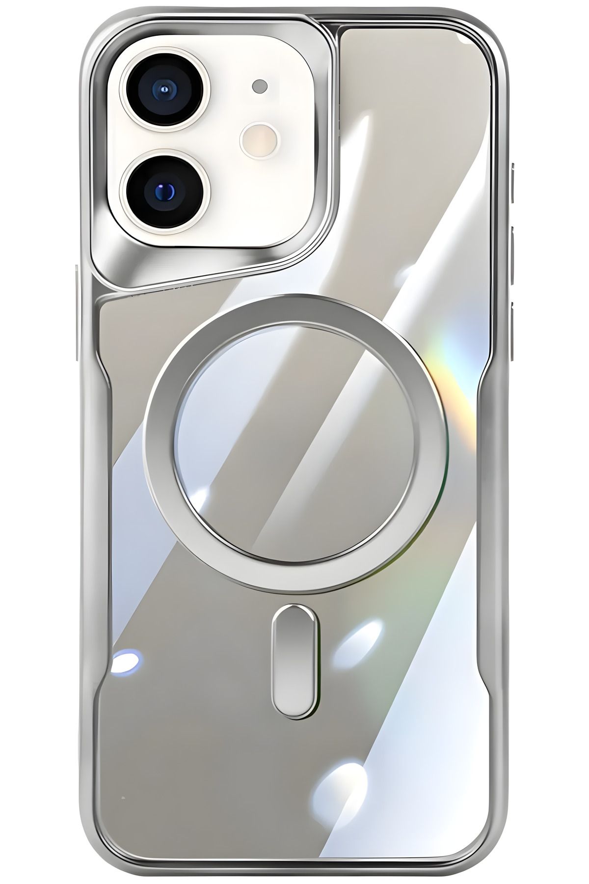 Fibaks İphone 12/12 Pro Uyumlu Kılıf Prizma Kamera Çıkıntılı Magsafe Şarj Destekli Mat Renkli Şeffaf Kapak