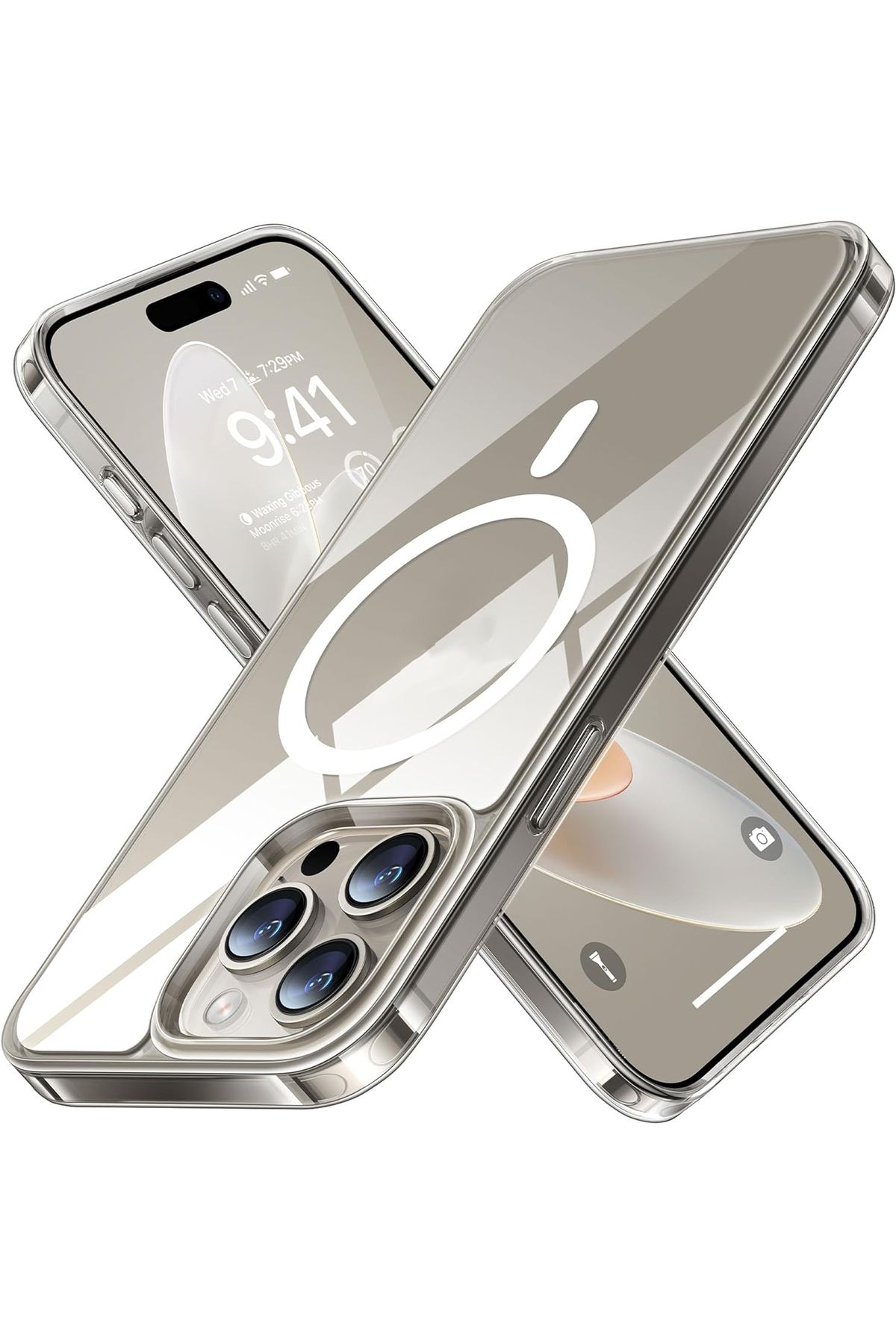 Powerfox iPhone 15 Pro Uyumlu Gerçek Magsafe Özellikli Sert Şeffaf Kılıf