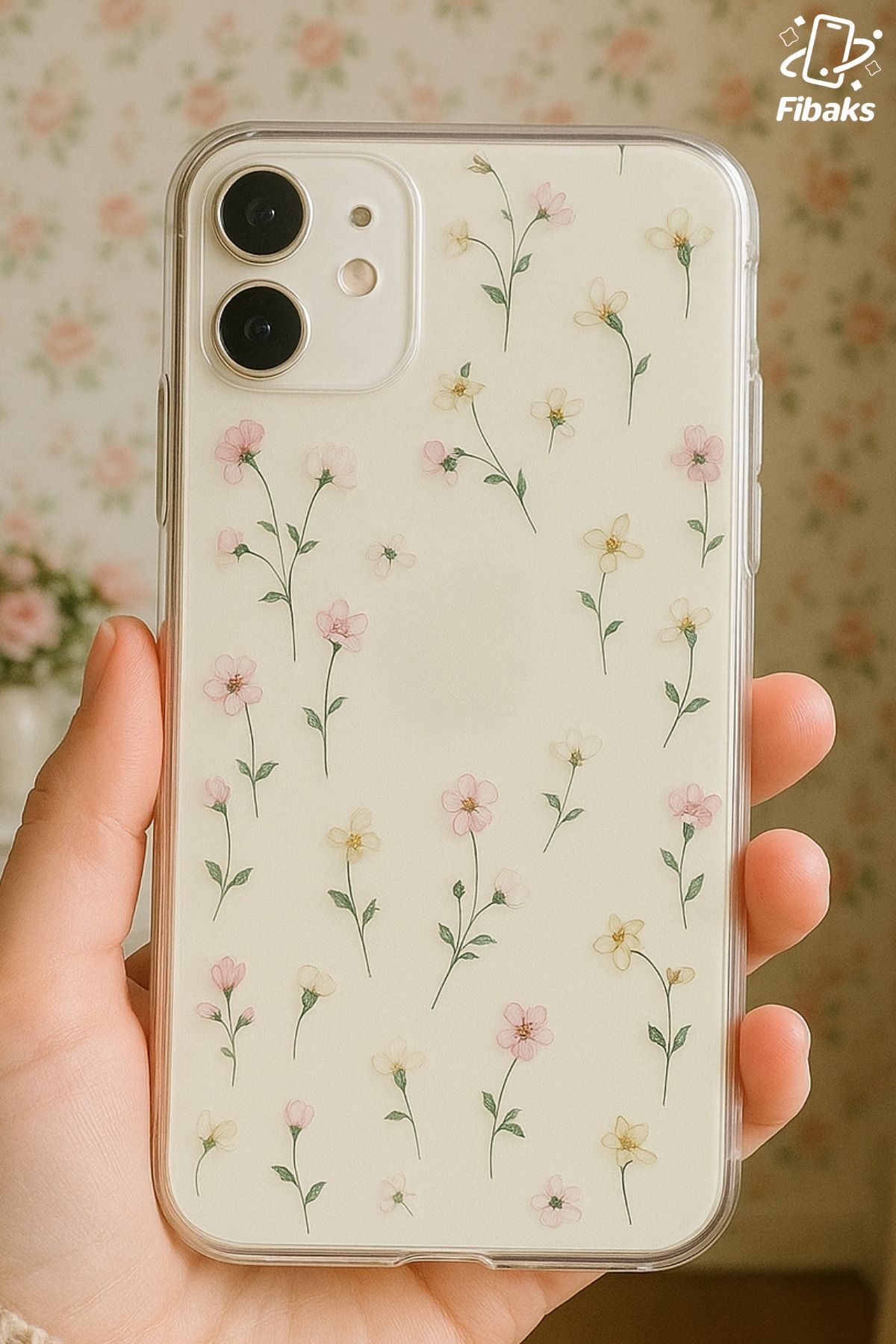 Fibaks İphone 11 Uyumlu Kılıf Tasarımlı Desenli Kamera Korumalı Şeffaf Çiçek Esnek Yumuşak Silikon Kapak