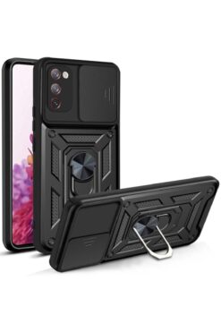 Fibaks Samsung Galaxy S20 Fe Kılıf Kamera Korumalı Sürgülü Yüzüklü Armor Military Tank Zırh